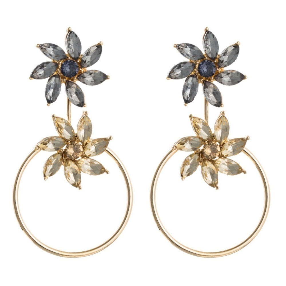 *HUXLEY* Round Double Flower Detachable Earrings